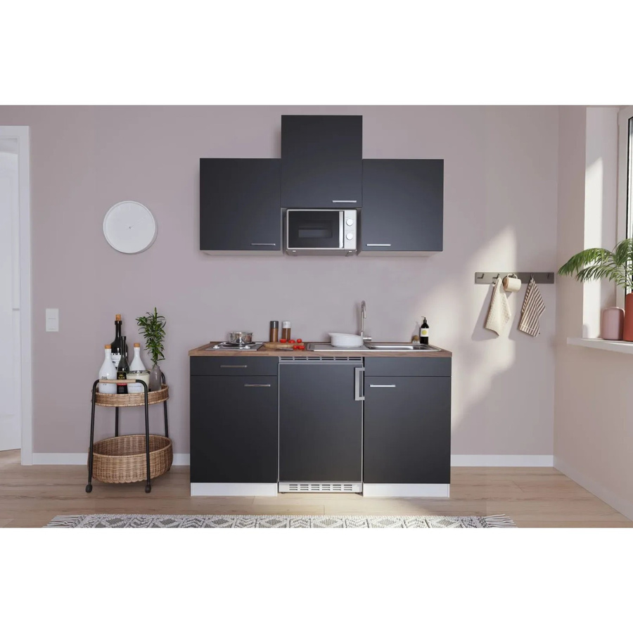Respekta Küchenblock Luis Modern in Schwarz mit E-Geräten, B/T/H: 150 x 60 x 199 cm - Bild 2