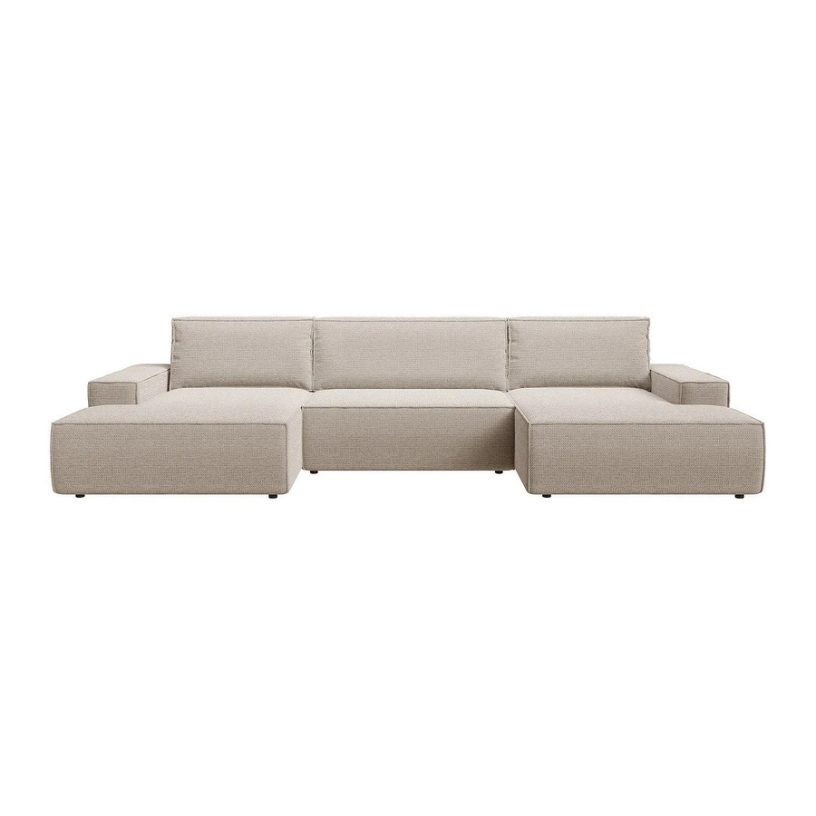 Vente-unique Schlafsofa Amelia in Beige mit Strukturstoff und Schlaffunktion - Bild 2