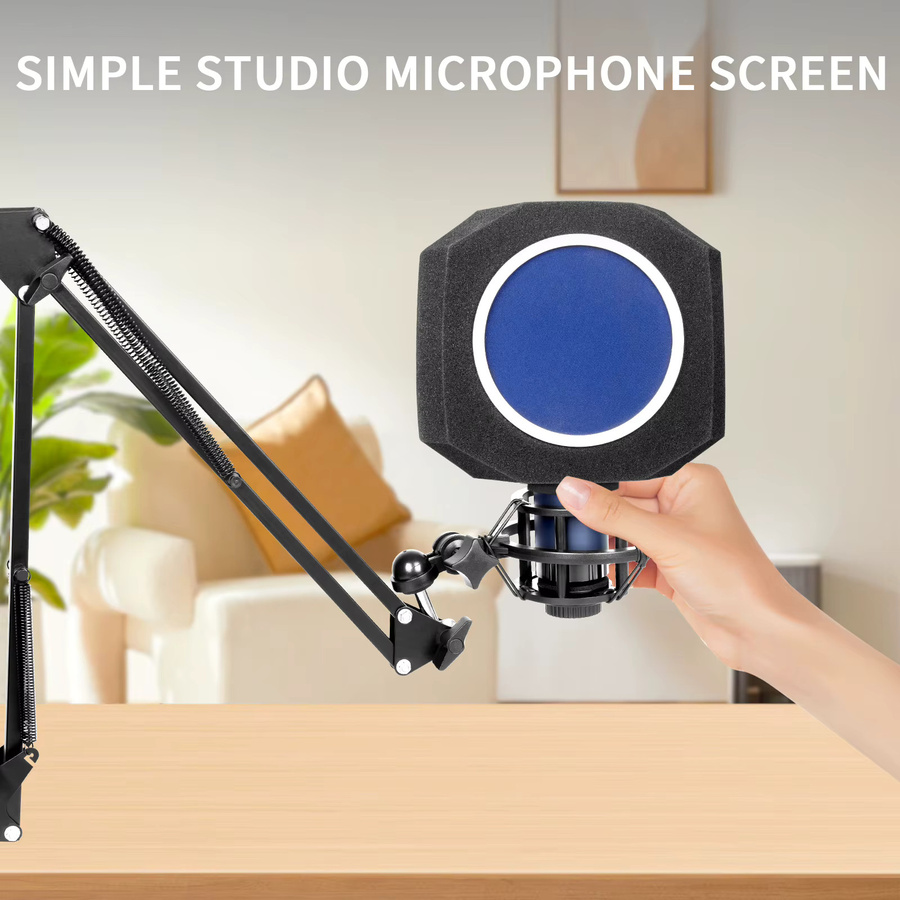 Depusheng pf8 Mikrofon Windschutz Pop Filter in Schwarz als professionelle Schallschutz Schutzhülle für Kondensatormikrofone im Studio - Bild 3