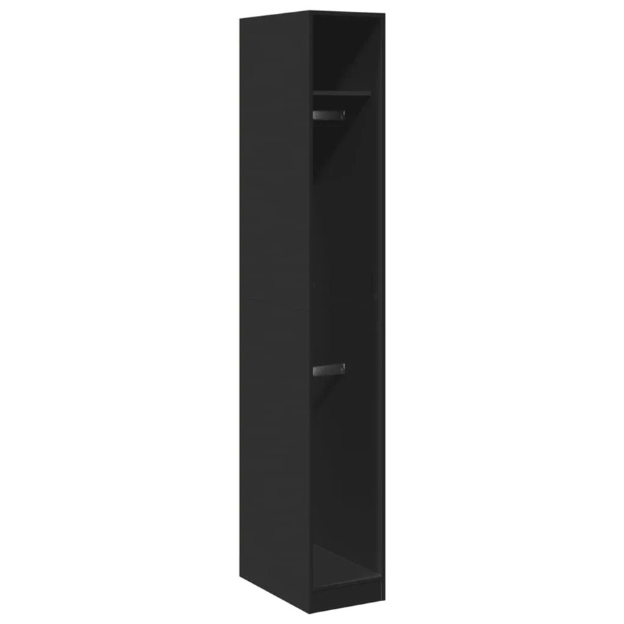 vidaXL Kleiderschrank Schwarz Matt aus Holzwerkstoff mit Kleiderstange und Regalböden B/T/H: 30 x 50 x 200 cm - Bild 2