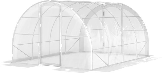 Outsunny Garten-Tunnelgewächshaus mit 2 Scharniertüren und transparenten Fenstern, B/T/H: 4 x 3 x 2 m - Bild 1