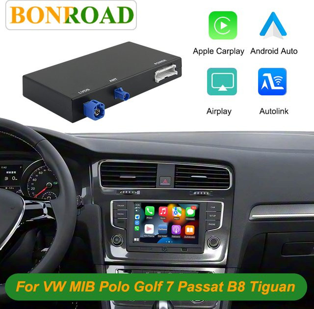 Bonroad Kabelloses CarPlay und Android Auto Modul mit Airplay und AutoLink Mirror für VW Volkswagen MIB MIB2 Golf 7 Polo Passat B8 Tiguan in Schwarz - Bild 1