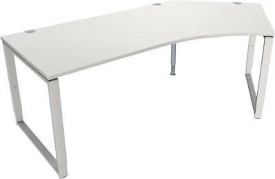 Schäfer Shop Genius Winkelschreibtisch MODENA FLEX in Lichtgrau mit Bügelfuß und rechtem Ansatz, Breite: 216,5 cm - Bild 1