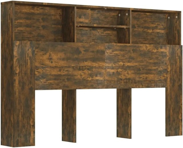 vidaXL Kopfteil mit integrierten Ablagen in Räuchereiche, B/T/H: 160 x 19 x 103,5 cm - Bild 1