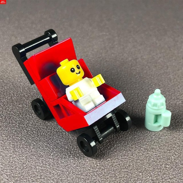 Yiran toy MOC Bausteine Kinderwagen Wiege Flaschenhalter, ab 6 Jahren - Bild 1