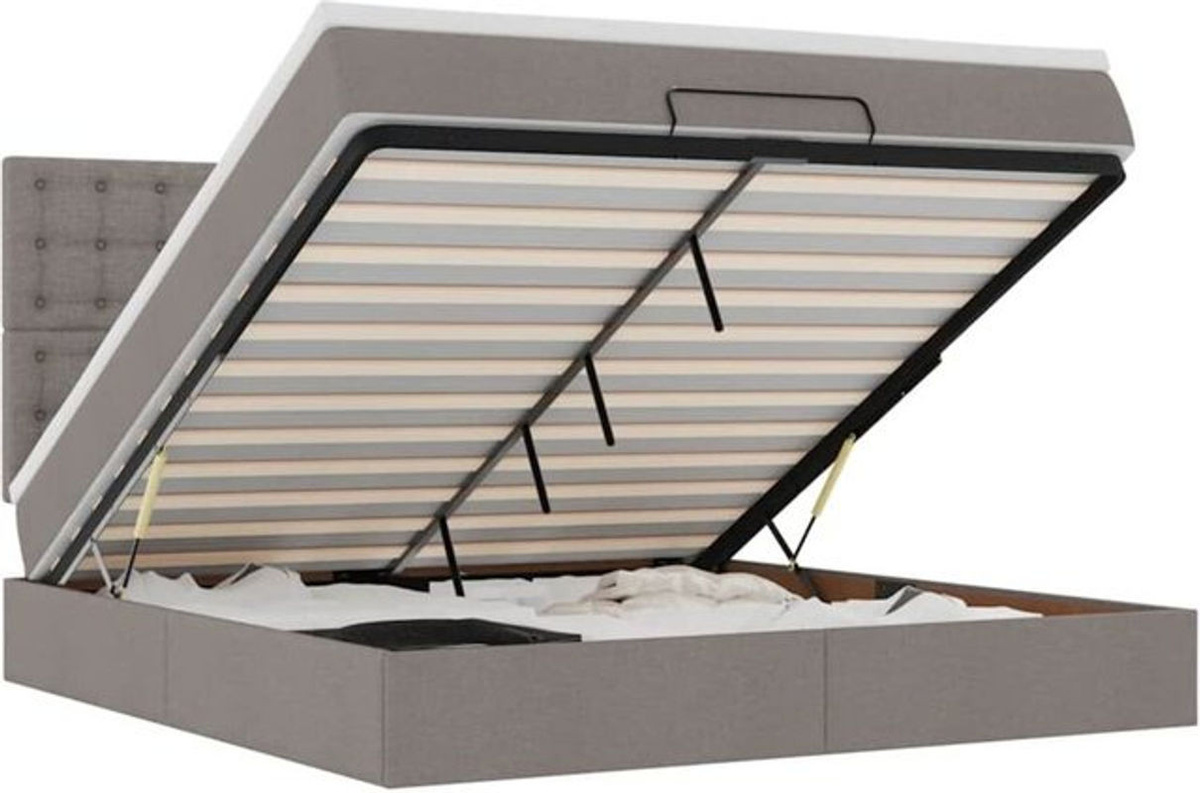 vidaxl Ottoman Polsterbett mit Matratze in Taupe meliert, Modernes Bett aus Stoff und Holzwerkstoff, B/T: 180 x 200 cm - Bild 1