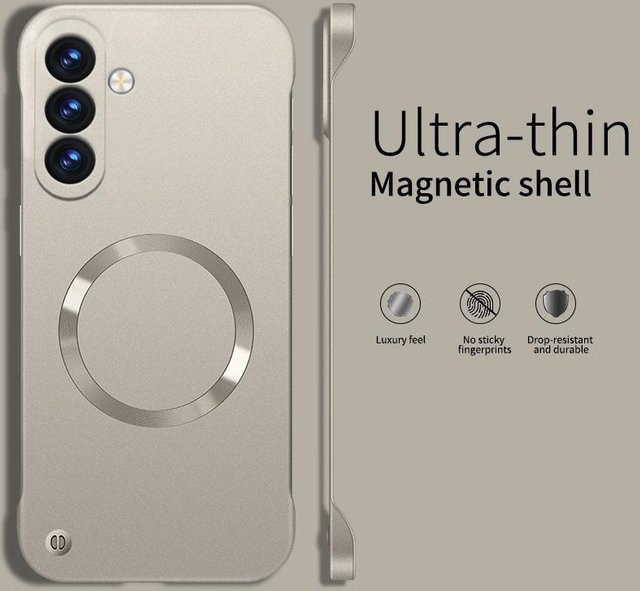 Magnetische Schutzhülle für Samsung Galaxy A17 A37 A57 mit MagSafe Kompatibilität, ultra dünne metallische PC-Abdeckung in Weiß - Bild 1