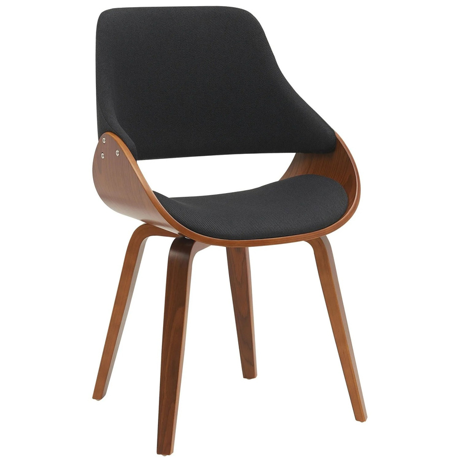 DELUKE Esszimmerstuhl GILIS in Stoff und Kunstleder, Farbe Walnuss/Schwarz, B/T/H: 52 x 54 x 86 cm - Bild 2