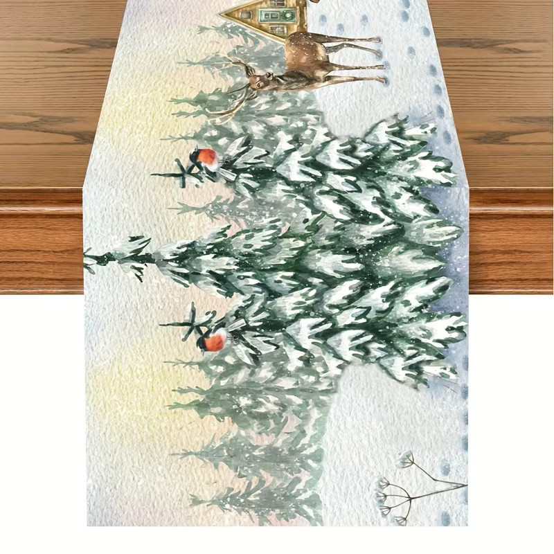 JIT Weihnachtstischläufer mit Schneeflocken und Weihnachtsmann Muster für Herbst und Winter - Bild 2