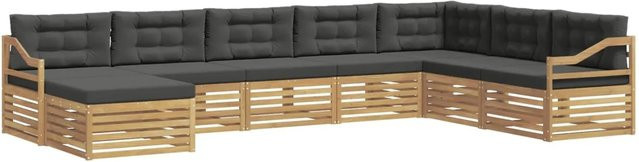 vidaXL Outdoor-Sofagarnitur 8-teilig in U-Form aus Akazienholz mit Polstern in Weiß und Anthrazit - Bild 1