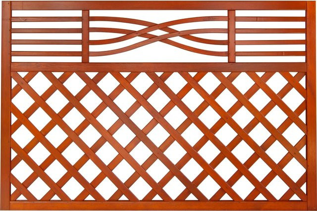 Vorgartenzaun Malaga von Andrewex aus Teakholz mit geflochtenem Geflecht, Farbe Teak/Braun, B: 120 cm, H: 180 cm - Bild 1