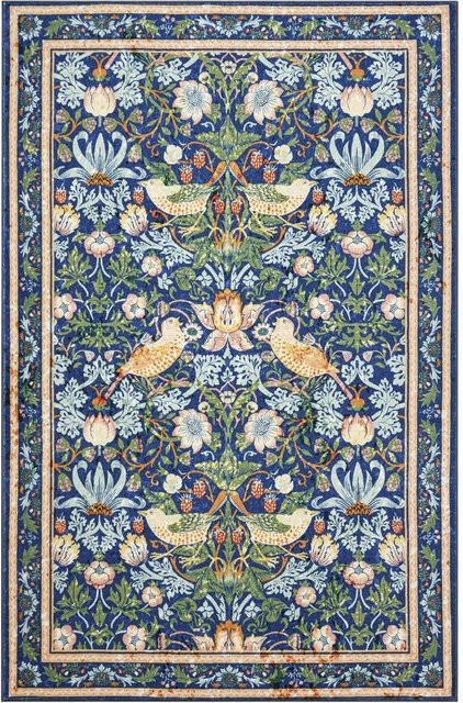 Miniso Kunstteppich Retro Französische Spatz Erdbeerwiese in Beige und Multicolour, B/T: 80 x 50 cm - Bild 1