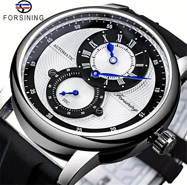 FORSINING Armbanduhr, Automatik, Edelstahl, Silikon, Schwarz, Herren - Bild 1