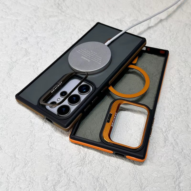 Transparente MagSafe Hülle für Samsung S25 S24 S23 FE S22 Ultra Plus mit versteckter Kamera-Halterung und magnetischer kabelloser Ladefunktion - Bild 2