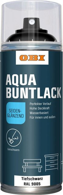 OBI Buntlack Spray RAL 9005 Tiefschwarz seidenglänzend wasserbasiert 400 ml - Bild 1