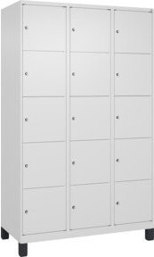 C+P Schließfachschrank Classic PLUS mit 3 Abteilen und Füßen, Farbe RAL 9016 Verkehrsweiß, B/T/H: 120 x 50 x 195 cm - Bild 1
