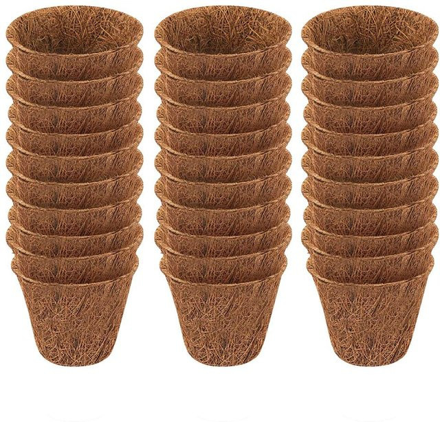 30 Stück biologisch abbaubare Kokosnuss-Samenstartertöpfe von TOMTOP JMS in Braun für die Samenkeimung im Garten - Bild 1