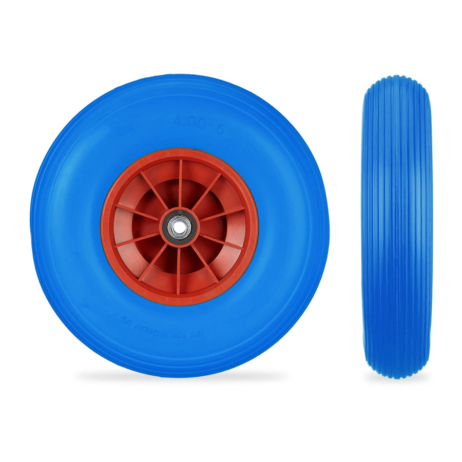 Relaxdays Schubkarrenrad 4.00-6 aus Vollgummi in Blau und Rot, pannensicher, Durchmesser: 33 cm, Breite: 9 cm - Bild 2