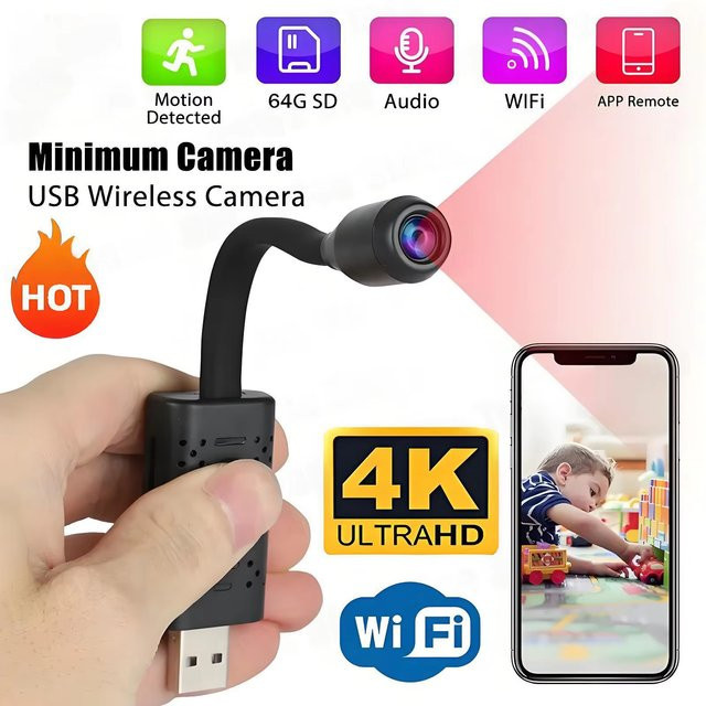 BMAD 4K USB WLAN Überwachungskamera mit flexiblem Objektiv und Bewegungserkennung in Schwarz - Bild 1