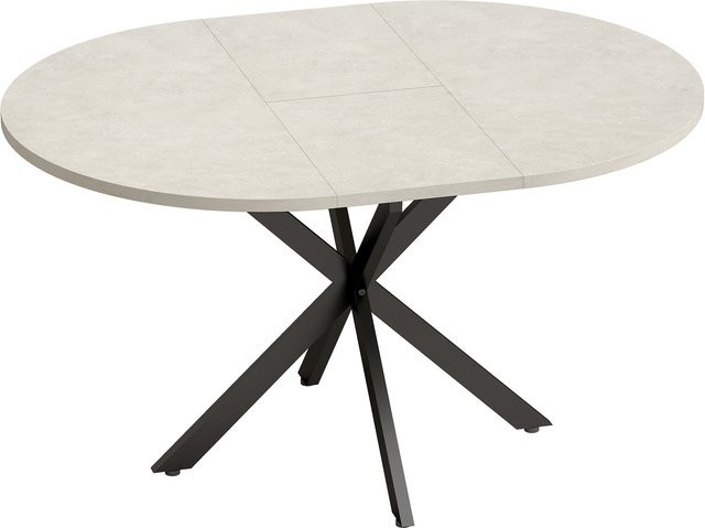 HOMCOM Esstisch ausziehbar, runder Küchentisch im Industrie-Stil mit Spinnenbein aus Stahl, Grau/Schwarz, B/T: 100 x 100 cm bis 135 x 100 cm - Bild 1