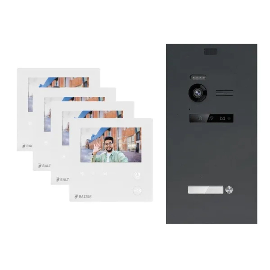 Balter Evo Mini Video Türsprechanlage 2-Draht Bus Komplettsystem für 1-Familienhaus mit 4 Monitoren in Anthrazit - Bild 2