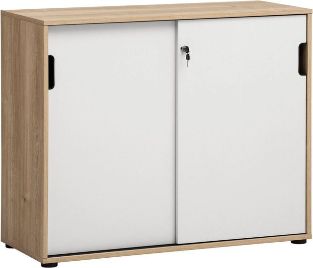 Schildmeyer Schiebetürenschrank Emmik in Weiß und Eiche, B/H/T: 100,1 x 83,6 x 41 cm - Bild 1