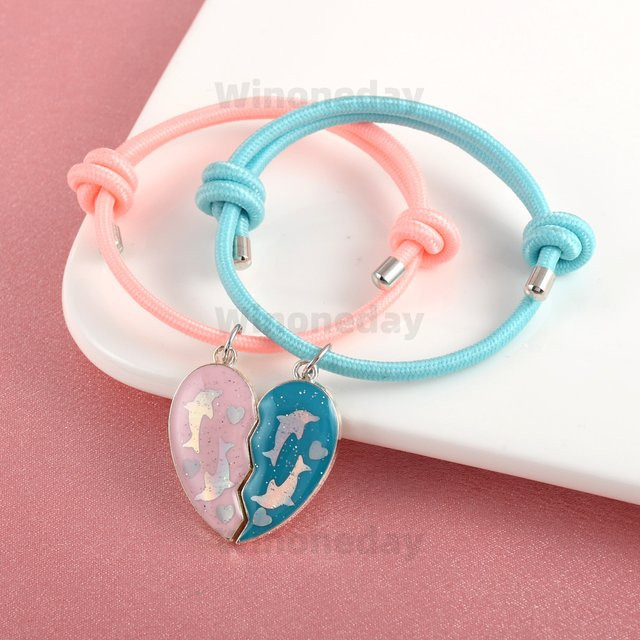 Winoneday 2-teiliges Armband-Set, Herzförmiges Delfin-Pailletten, Damen - Bild 1
