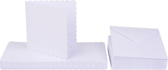 Craft UK Limited Doppelkarten mit Umschlägen Wellenrand in Weiß, 50 Stück, B/H: 12,5 x 12,5 cm - Bild 1