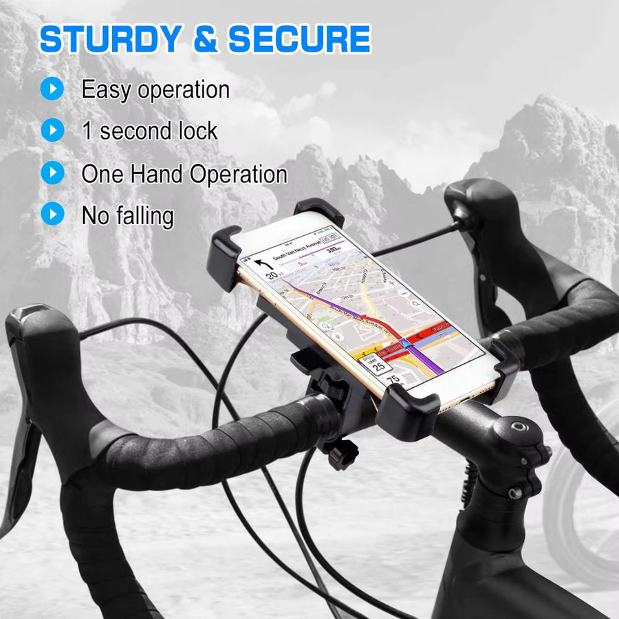 Universelle Fahrrad Handyhalterung mit One-Touch Schloss, 360 Grad drehbar für Smartphones von 4.5 bis 7.2 Zoll, Schwarz, passend für Fahrrad, Motorrad, Rennrad und Mountainbike - Bild 3