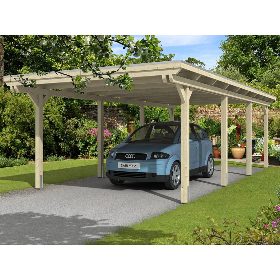 Skan Holz Carport Emsland in Natur und Beige, B/T: 404 x 846 cm, Firsthöhe: 242 cm - Bild 2