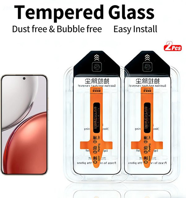 2 Stück HD Gehärtetes Glas Displayschutzfolie mit Auto-Installationsfunktion für Honor Magic8 Lite Magic8 Pro Air Magic 8 Lite 8 Pro Air in Transparent - Bild 1