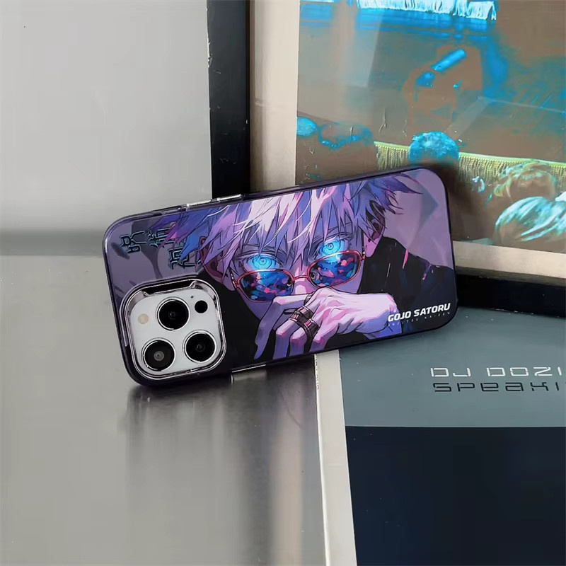 Kute Anime Handyhülle Jujutsu Line Satoru Fushiguro Toji für iPhone 11 bis 17 Pro Max in Silber und Bunt - Bild 3