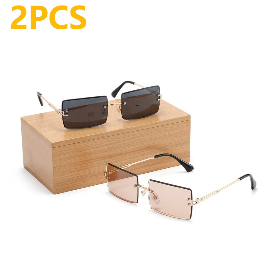 TWOOO Sonnenbrille, randlos, rechteckig, Damen, Metall - Bild 3