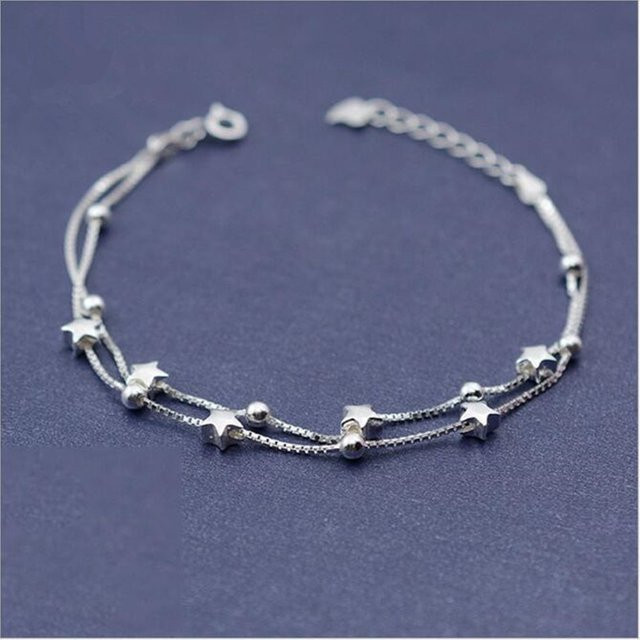 GaGa-Duck Ketten-Armband 925 Silber, Fünfzackiger Stern, Damen - Bild 1