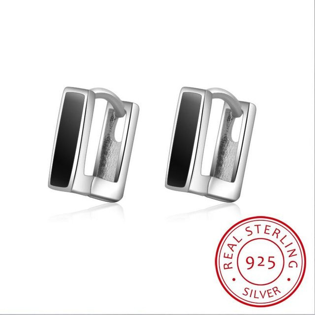 Creolen 925 Silber, Gun Black, Damen - Bild 1