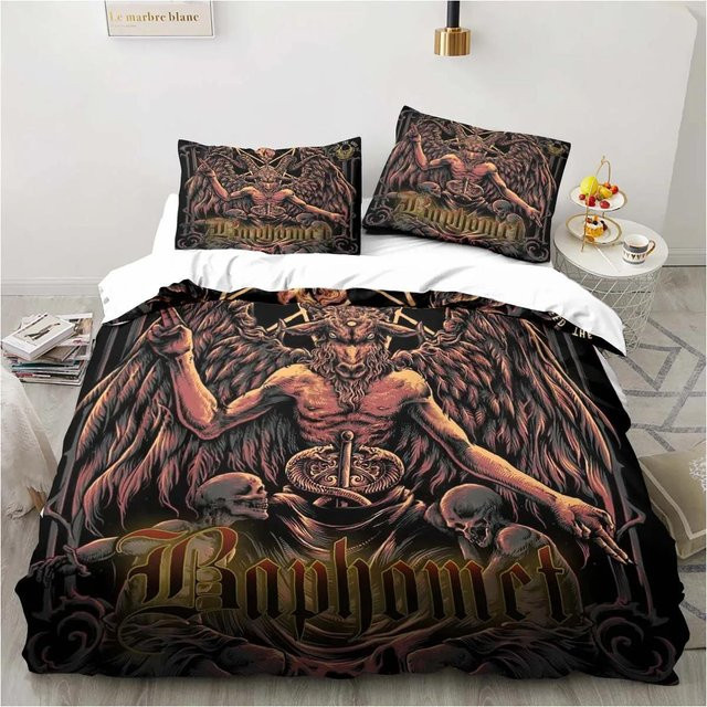Bettwäsche Set Binchi Fitness Satan Teufel Design in Schwarz, bestehend aus Bettbezug und Kissenbezug, B/H: 135 x 200 cm - Bild 1