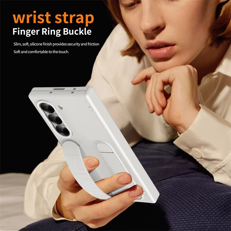 Samsung Handyhülle mit Armbandhalterung, S-Pen-Schutzfolie und Stiftschlitz für Galaxy Z Fold 5G in Schwarz oder Weiß - Bild 4