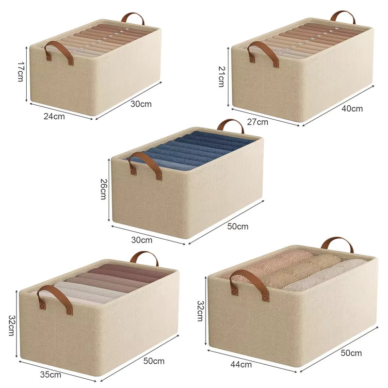 Faltbare Kleideraufbewahrungsbox aus Oxford-Gewebe mit Stahlrahmen in Beige - Bild 5