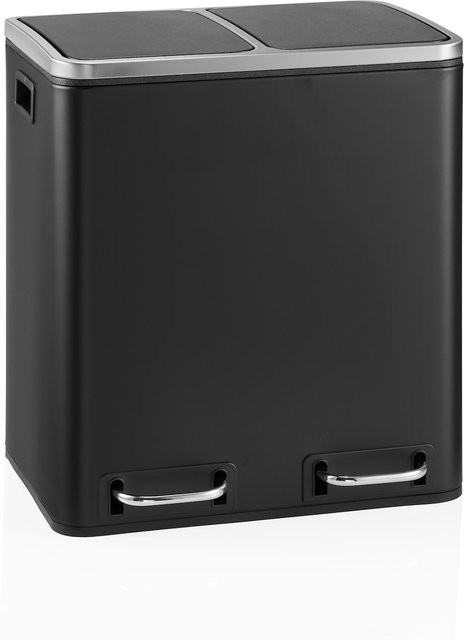 hjh OFFICE Mülleimer Clean 9 aus Stahlblech in Schwarz mit Soft-Close-Funktion und Pedal - Bild 1