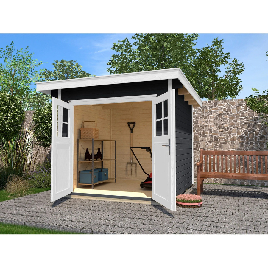 WEKA Gartenhaus Casa Gr. 4 aus Holz mit Flachdach in Grau und Anthrazit, B/H/T: 356 x 224 x 295 cm - Bild 2