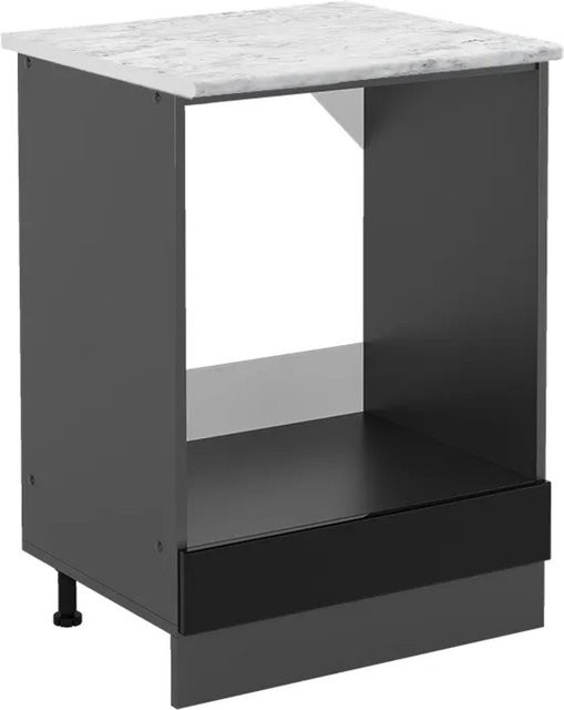 Vicco Herdbauschrank R-Line Schwarz Hochglanz Anthrazit mit Marmor-Optik B: 60 cm, T: 46 cm, H: 81,6 cm - Bild 1