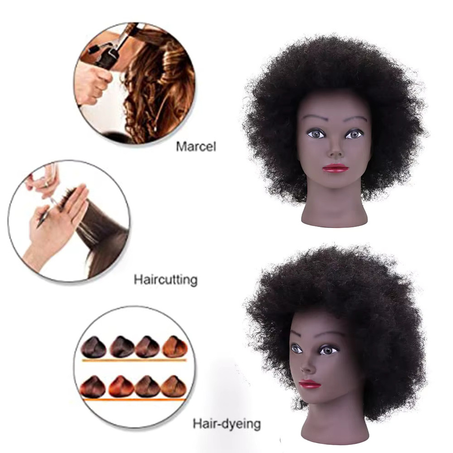 Simnient Afro-Mannequin-Köpfe mit 100 % Echthaar, mit Stativ - Bild 2