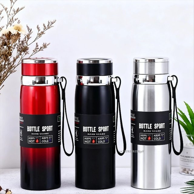 Simbuid Thermoskanne aus Edelstahl als Vakuum-Isolierflasche für Heiß- und Kaltgetränke, Farbe: Silber, Volumen: 800 ml oder 1000 ml - Bild 1