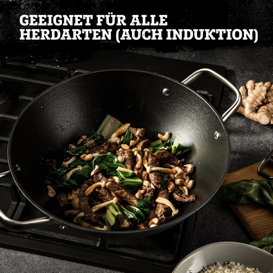 FMprofessional Profi Wok Force Antihaftbeschichtung Schwarz Durchmesser: 32 cm - Bild 2