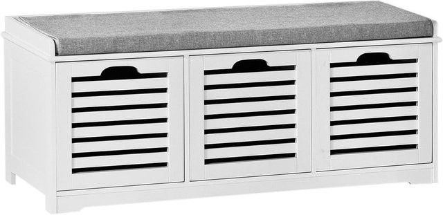 SoBuy Schuhbank FSR23-W mit Schuhregal und 3 Körben in Weiß, moderne Sitzbank mit Stauraum für den Flur, B/T/H: 105 x 43 x 35 cm - Bild 1