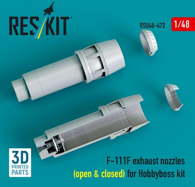 HobbyBoss F-111F exhaust nozzles (open & closed), 3D Printed - Bild 1