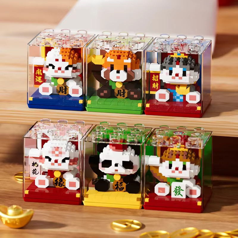 ENYE Glück Tier Micro Bausteine Maneki Neko, 3D Modell, Mini Ziegel Figur - Bild 3
