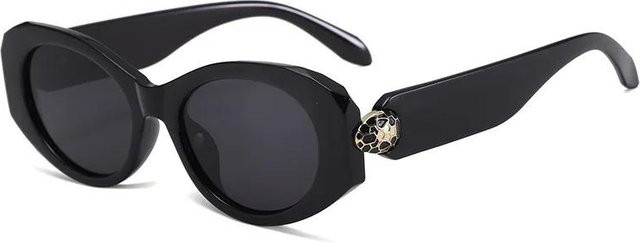 Sonnenbrille Damen, Oval, Metall, Vollrand, Schwarz - Bild 1