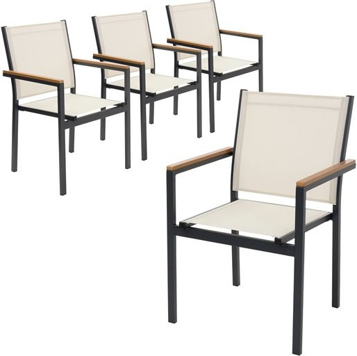 ML-Design Gartenstühle 4er Set Beige aus Textilene mit Aluminiumgestell und Armlehnen - Bild 1