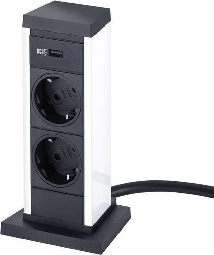 EVOline Einbau-Steckdosenleiste 2fach in Schwarz und Weiß mit Schutzkontakt - Bild 1